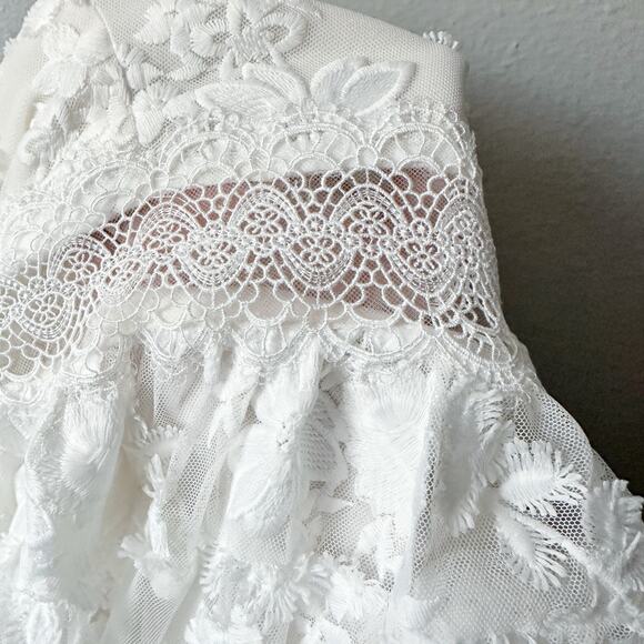 DB Studio 3D Fooral Lace Mini V Neck Dress Women’s Size 14 Bride Wedding NEW - Picture 5 of 14